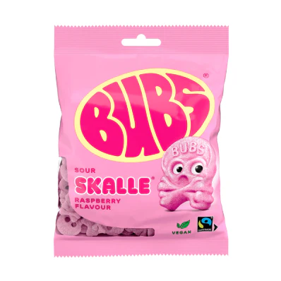 Bubs Godis Cool Foam Skulls Frambuesa