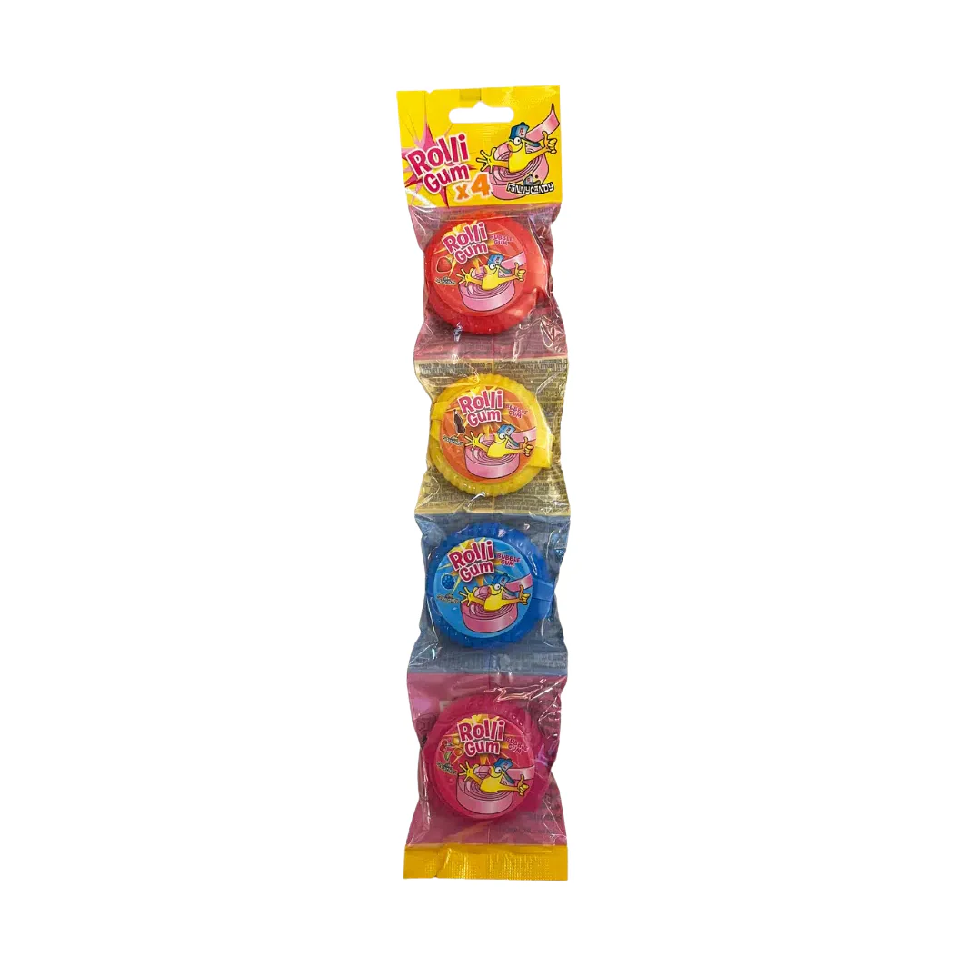 Funnycandy Rolli Gum Paquete de 4