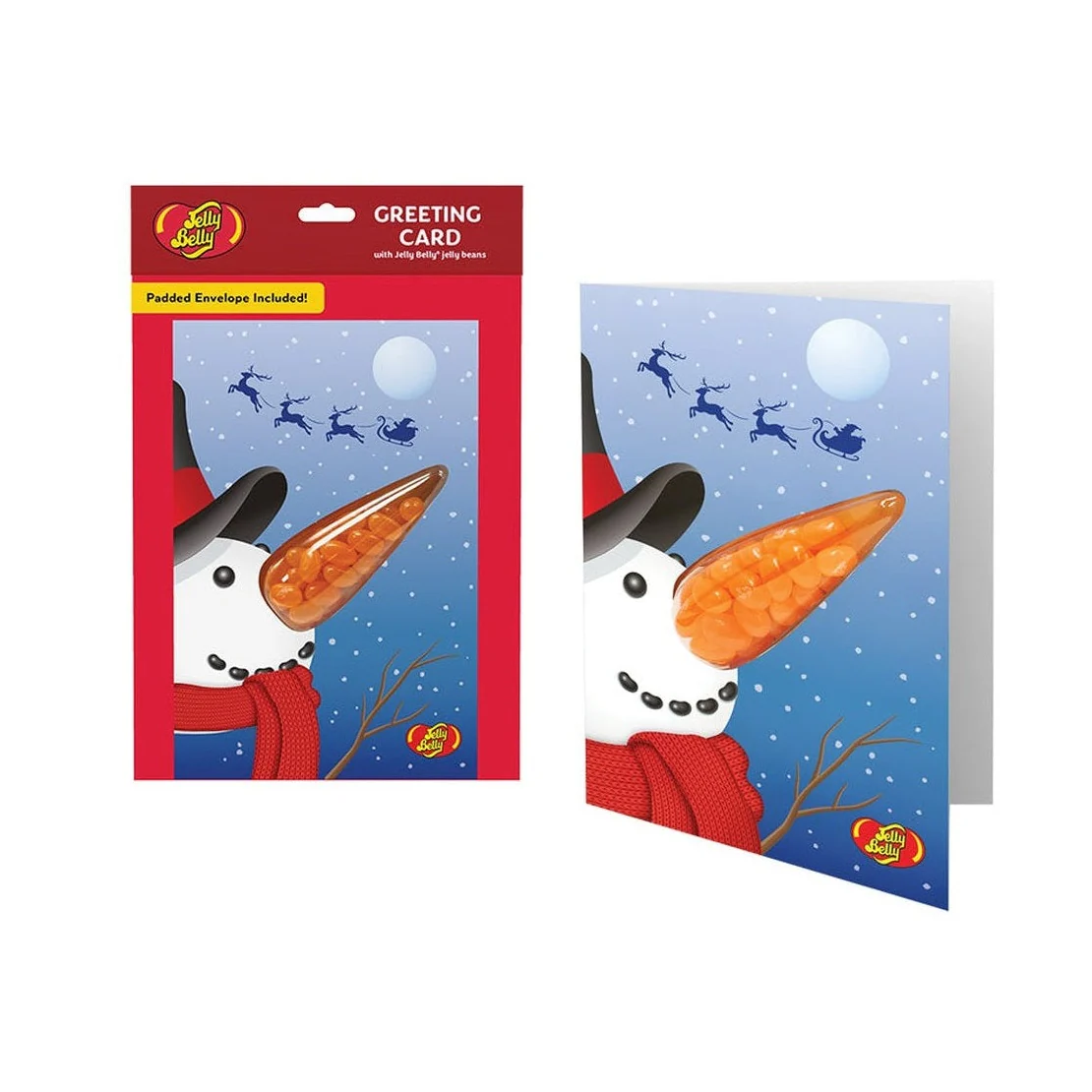 Tarjeta de hombre de nieve de Jelly Belly Beans